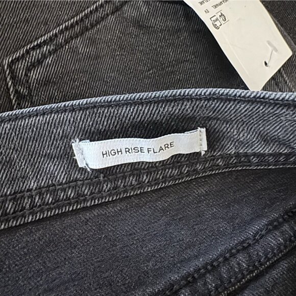 Forever 21 Womn 28 Washed Black Faux Feather Trim High Rise Flare Ankle Jean NWT - Picture 12 of 15